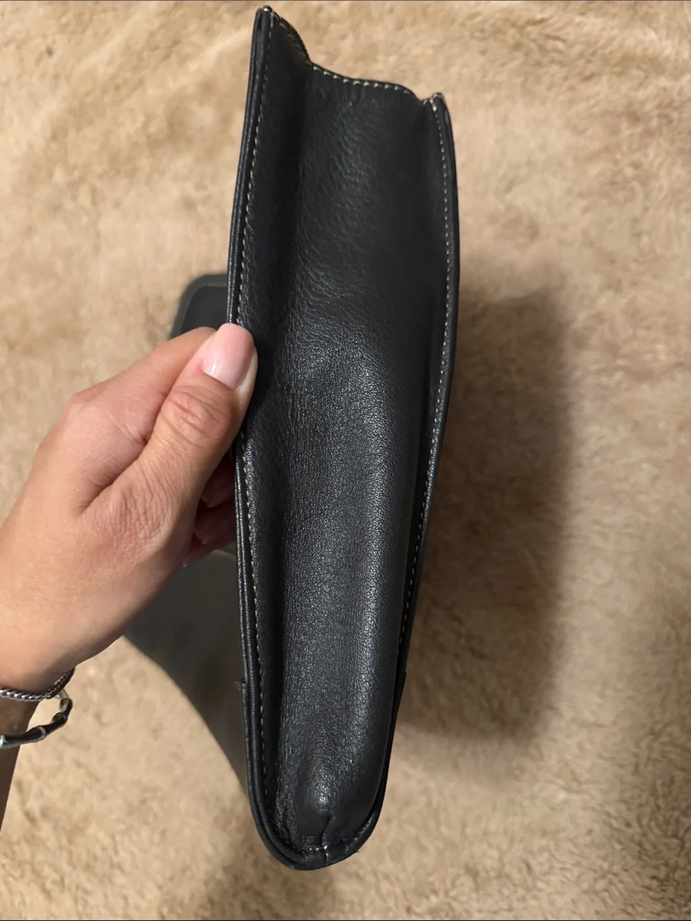 Levenger Black Pebbled Leather Zip Portfolio Organizer